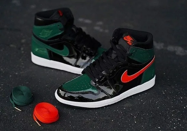 Jordan Retro 1 Negra Verde Charol